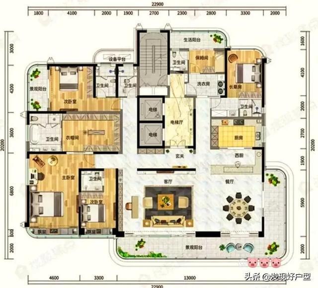 的优雅大平层弧线型的质感K8凯发登录350平米